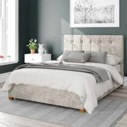 Aspire Hepburn Small Double Pearl Mirazzi Velvet Ottoman Bed - Cream - Aspire Beds - Wilko