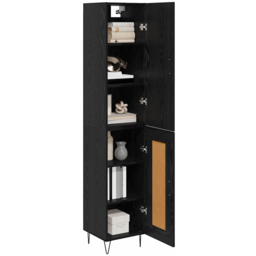 vidaXL 2 Door Black Tall Slim Highboard - Size: 117.5 x 78.5 x 33cm - Wilko - thumbnail 4
