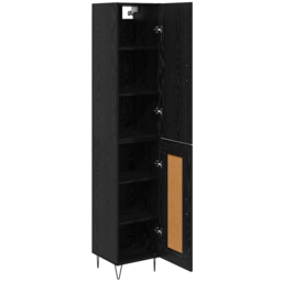 vidaXL 2 Door Black Tall Slim Highboard - Size: 117.5 x 78.5 x 33cm - Wilko - thumbnail 6