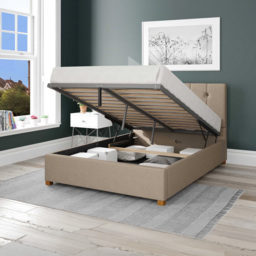 Aspire Hepburn King Size Natural Eire Linen Ottoman Bed - Cream - Aspire Beds - Wilko - thumbnail 3