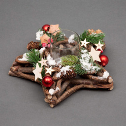 Shatchi Star Shape Wooden Candle Holder - Size: 34 x 16 x 18cm - Multi - Wilko - thumbnail 3