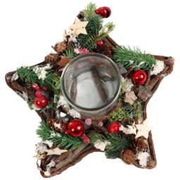 Shatchi Star Shape Wooden Candle Holder - Size: 34 x 16 x 18cm - Multi - Wilko