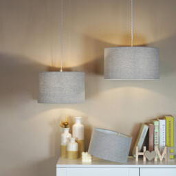 Woven Drum Shade - Grey/25cm - Wilko - thumbnail 3