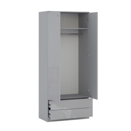 Shard 2 Door 2 Drawer Glossy Grey Wardrobe - Size: 2 Door, 2 Drawer - Wilko - thumbnail 4