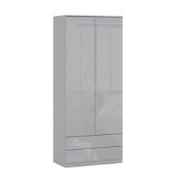 Shard 2 Door 2 Drawer Glossy Grey Wardrobe - Size: 2 Door, 2 Drawer - Wilko - thumbnail 3