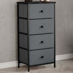 VIDA DESIGNS Chorley 4 Drawer Grey and Black Fabric Chest of Drawer - Wilko