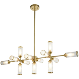 Merano Trieste Clear Frosted Glass Satin Brass Plate Bar Pendant Ceiling Light - Size: 42.6 x 0.1 x 103cm - Brown - Wilko - thumbnail 4
