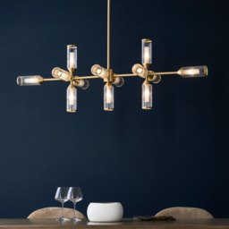 Merano Trieste Clear Frosted Glass Satin Brass Plate Bar Pendant Ceiling Light - Size: 42.6 x 0.1 x 103cm - Brown - Wilko - thumbnail 3