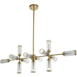 Merano Trieste Clear Frosted Glass Satin Brass Plate Bar Pendant Ceiling Light - Size: 42.6 x 0.1 x 103cm - Brown - Wilko