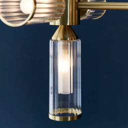 Merano Trieste Clear Frosted Glass Satin Brass Plate Bar Pendant Ceiling Light - Size: 42.6 x 0.1 x 103cm - Brown - Wilko - thumbnail 6