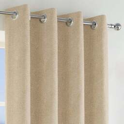 Enhanced Living Natural Herringbone Blackout Eyelet Thermal Curtains 229 x 183cm - Size: W 229 x D 183cm - Brown - Wilko - thumbnail 3