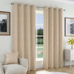 Enhanced Living Natural Herringbone Blackout Eyelet Thermal Curtains 229 x 183cm - Size: W 229 x D 183cm - Brown - Wilko