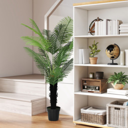 HOMCOM Areca Palm Tree Artificial Plant Pot with Flocked Soil 175cm - Size: 29 x 29 x 124cm - Green - Wilko - thumbnail 3