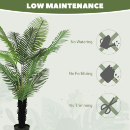 HOMCOM Areca Palm Tree Artificial Plant Pot with Flocked Soil 175cm - Size: 29 x 29 x 124cm - Green - Wilko - thumbnail 7