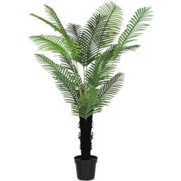 HOMCOM Areca Palm Tree Artificial Plant Pot with Flocked Soil 175cm - Size: 29 x 29 x 124cm - Green - Wilko - thumbnail 1