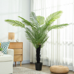 HOMCOM Areca Palm Tree Artificial Plant Pot with Flocked Soil 175cm - Size: 29 x 29 x 124cm - Green - Wilko - thumbnail 4