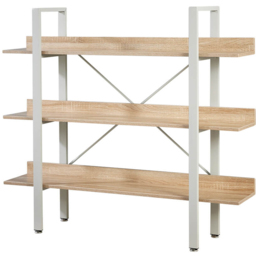 Home Source Urban 3 Shelf White and Oak Effect Wide Bookcase - Grey - Wilko - thumbnail 3