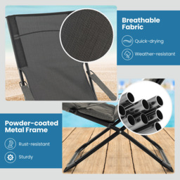 Costway Grey Folding Accent Sling Chair with Footrest - Size: Single - Wilko - thumbnail 7