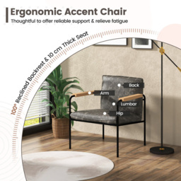 Costway Grey Accent Chair - Size: Single - Wilko - thumbnail 6