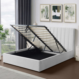 Brooklyn Evelynne Double Light Grey Linen Ottoman Bed - Wilko - thumbnail 4
