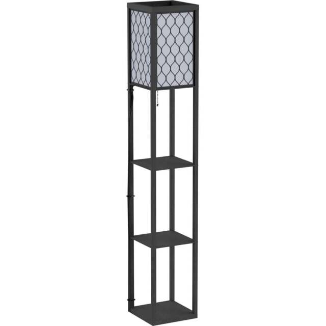 Portland 3 Shelf Black Modern Floor Lamp - Size: 26 x 26 x 160cm - Wilko - image 1