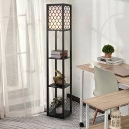 Portland 3 Shelf Black Modern Floor Lamp - Size: 26 x 26 x 160cm - Wilko - thumbnail 7