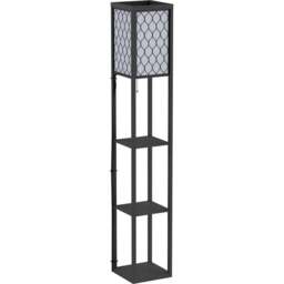 Portland 3 Shelf Black Modern Floor Lamp - Size: 26 x 26 x 160cm - Wilko