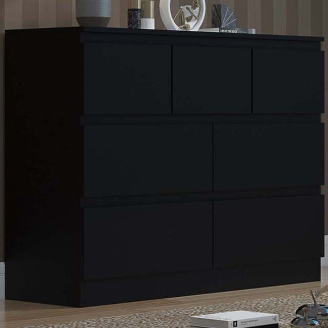 FWStyle Stora Merchant 7 Drawer Matt Black Chest of Drawers - Wilko - image 1