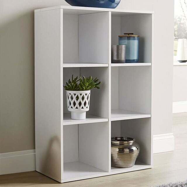 Home Source 6 Cube White Bookcase - Size: 90 x 60 x 30cm - Wilko - image 1