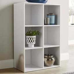 Home Source 6 Cube White Bookcase - Size: 90 x 60 x 30cm - Wilko