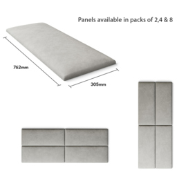 Aspire EasyMount Light Silver Plush Velvet Upholstered Wall Mounted Headboard Panels 2 Pack - Aspire Beds - Wilko - thumbnail 6