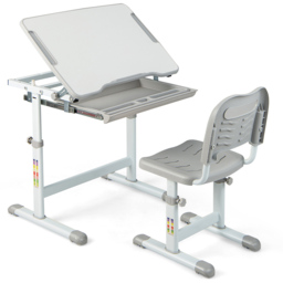 Costway Adjustable Grey Kids Study Table and Chair Set - Size: 66 x 50 x 77cm - Wilko - thumbnail 3