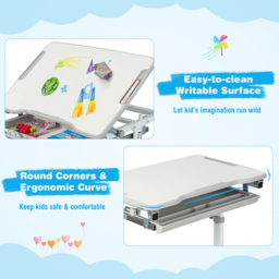 Costway Adjustable Grey Kids Study Table and Chair Set - Size: 66 x 50 x 77cm - Wilko - thumbnail 7
