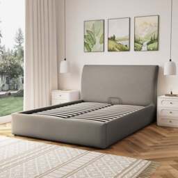 Artemis Home Bethany King Size Light Brown Linen Upholstered Ottoman Bed - Wilko - thumbnail 3
