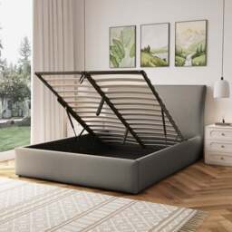 Artemis Home Bethany King Size Light Brown Linen Upholstered Ottoman Bed - Wilko - thumbnail 4