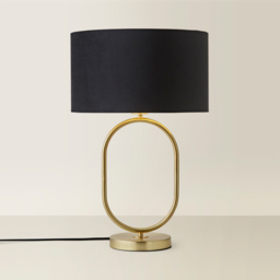 ValueLights Antonia Black Velvet and Gold Drum Shade Brushed Gold Oval LED Table Lamp - Size: 42.3 x 25 x 25cm - Wilko - thumbnail 6