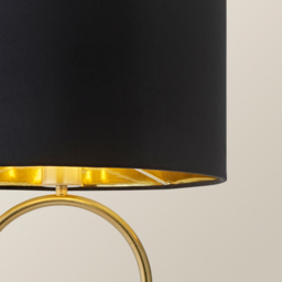 ValueLights Antonia Black Velvet and Gold Drum Shade Brushed Gold Oval LED Table Lamp - Size: 42.3 x 25 x 25cm - Wilko - thumbnail 4