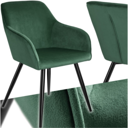 tectake Marilyn Dark Green and Black Velvet Look Padded Dining Chair - Size: 82 x 58 x 62cm - Wilko - thumbnail 3