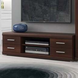 Florence Imperial 4 Drawer 2 Shelf Dark Mahogany Wide TV Unit - Size: 45 x 140 x 44cm - Red - Furniture to Go - Wilko