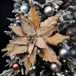 Samuel Alexander Champagne Gold Velvet Poinsettia Stem Christmas Decoration 68cm - Wilko - thumbnail 3