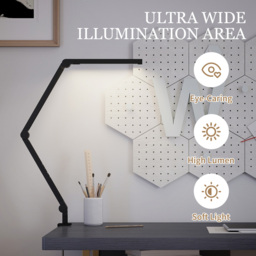 HOMCOM Black Adjustable Swing Arm Dimmable LED Desk Lamp - Size: 7 x 16 x 50cm - Wilko - thumbnail 7