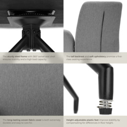 tectake Daya Set of 6 Anthracite Upholstered Swivel Chair - Size: Single - Grey - Wilko - thumbnail 7