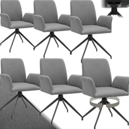 tectake Daya Set of 6 Anthracite Upholstered Swivel Chair - Size: Single - Grey - Wilko - thumbnail 3