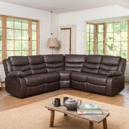 Brooklyn 5 Seater Brown Corner Manual Recliner Sofa - Artemis Home - Wilko