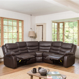 Brooklyn 5 Seater Brown Corner Manual Recliner Sofa - Artemis Home - Wilko - thumbnail 6