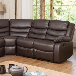 Brooklyn 5 Seater Brown Corner Manual Recliner Sofa - Artemis Home - Wilko - thumbnail 4
