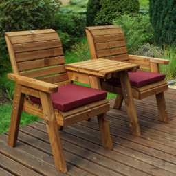Charles Taylor 2 Seater Straight Companion Seat with Red Cushions - Wilko - thumbnail 1