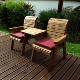 Charles Taylor 2 Seater Straight Companion Seat with Red Cushions - Wilko - thumbnail 4
