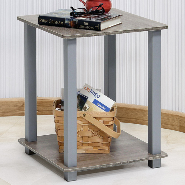 Walplus Simplistic French Oak Grey End Table Set of 2 - Size: 49.78 x 39.62 x 39.62cm - Wilko - image 1