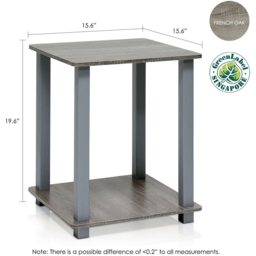 Walplus Simplistic French Oak Grey End Table Set of 2 - Size: 49.78 x 39.62 x 39.62cm - Wilko - thumbnail 5